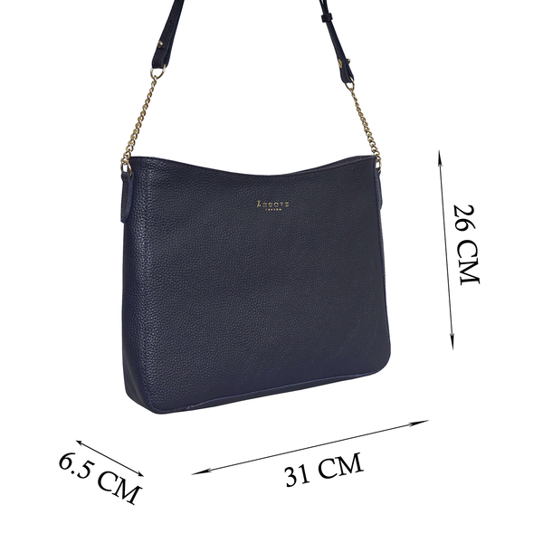 Assots London LOUISA - 100% Genuine Leather Handbag with Shoulder Strap (30x7x24cm) - Navy