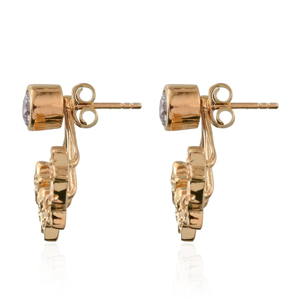 Lustro Stella - 14K Gold Overlay Sterling Silver (Rnd) Jacket Earrings (with Push Back) Made with Finest CZ