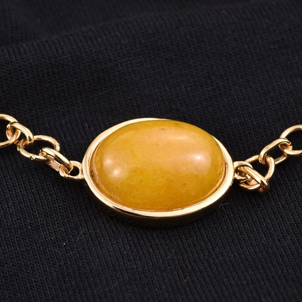 Yellow Jade (Ovl) Bracelet (Size 7.5) in 14K Gold Overlay Sterling Silver 9.500 Ct.
