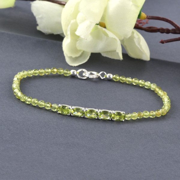 Natural Hebei Peridot Bracelet (Size 7.5) in Sterling Silver 11.02 Ct.