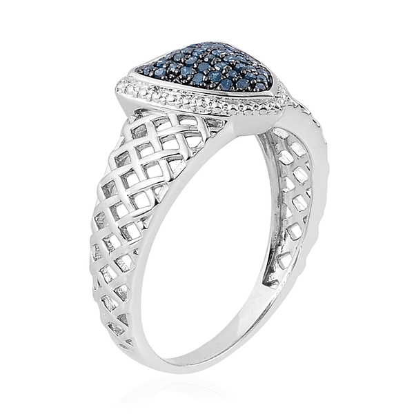 Blue Diamond (Rnd) Ring in Platinum Overlay Sterling Silver 0.250 Ct.