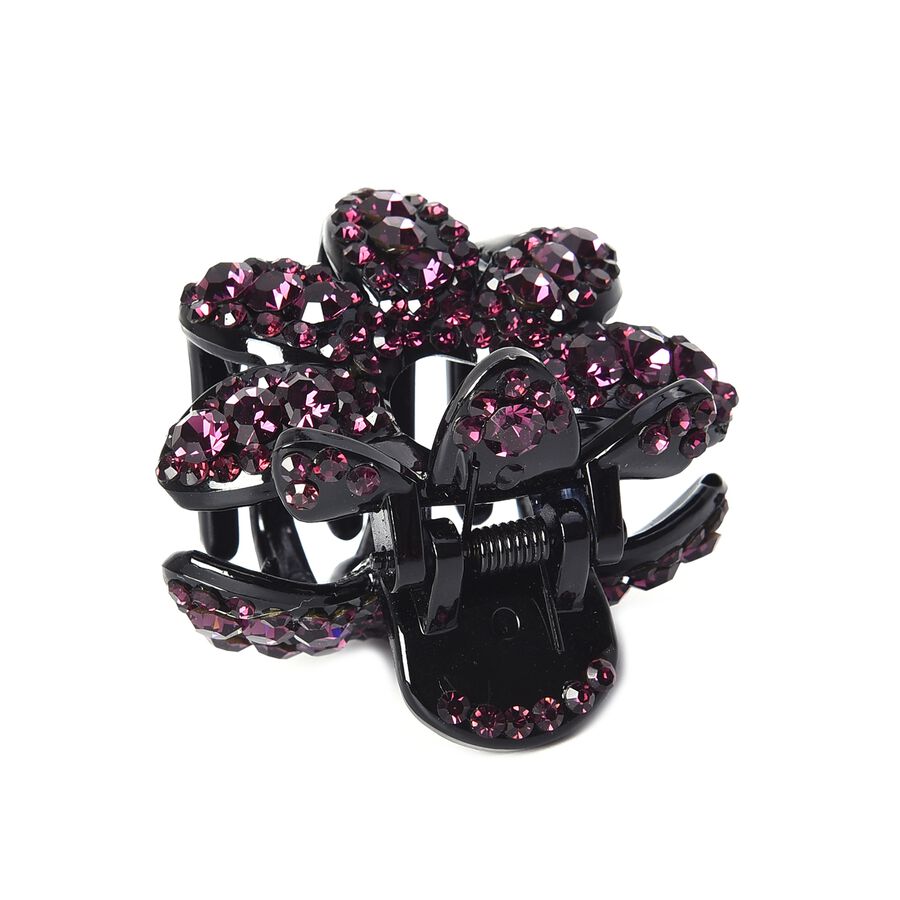 Crystal Studded Small Hair Claw Clip Dark Purple 3480236 TJC