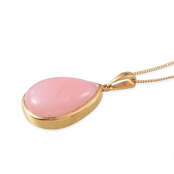 Peruvian Pink Opal (Pear) Pendant With Chain in 14K Gold Overlay Sterling Silver 10.500 Ct.