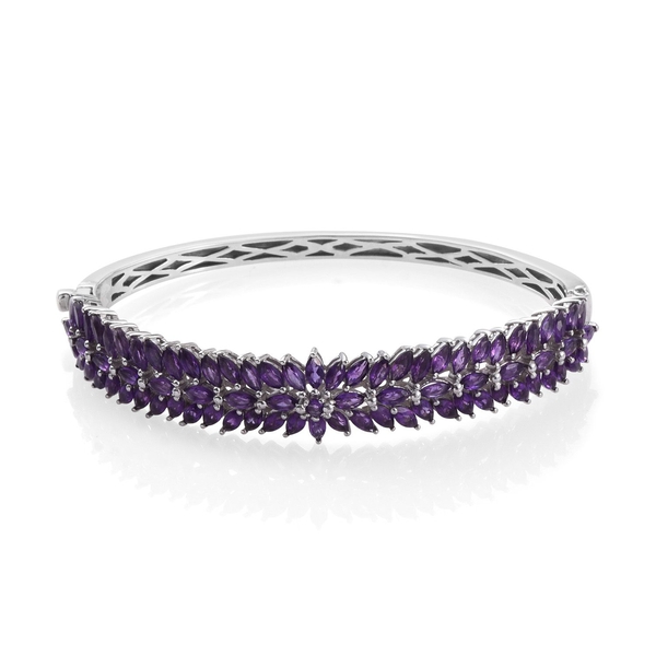 AA Lusaka Amethyst (Rnd) Bangle (Size 7.5) in Platinum Overlay Sterling Silver 11.250 Ct.