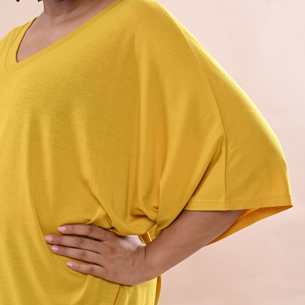 TAMSY V-Neck Knitted Drape Top (Size 10-18) - Mustard
