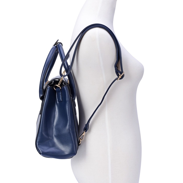 Super Bargain Price- Navy Colour Back Pack with Ammonite, Adjustable and Removable Shoulder Strap (Size 30x23x9 Cm)