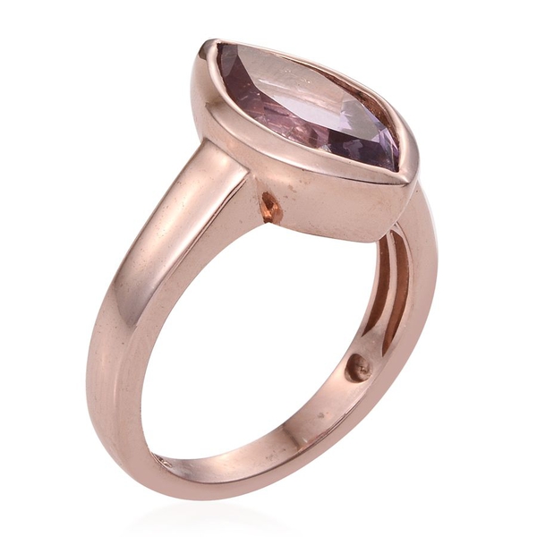 Rose De France Amethyst (Mrq) Solitaire Ring in Rose Gold Overlay Sterling Silver 3.750 Ct.