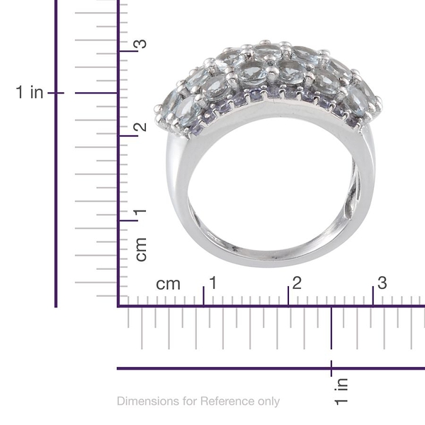 Espirito Santo Aquamarine (Rnd), Tanzanite Cluster Ring in Platinum Overlay Sterling Silver 3.150 Ct.
