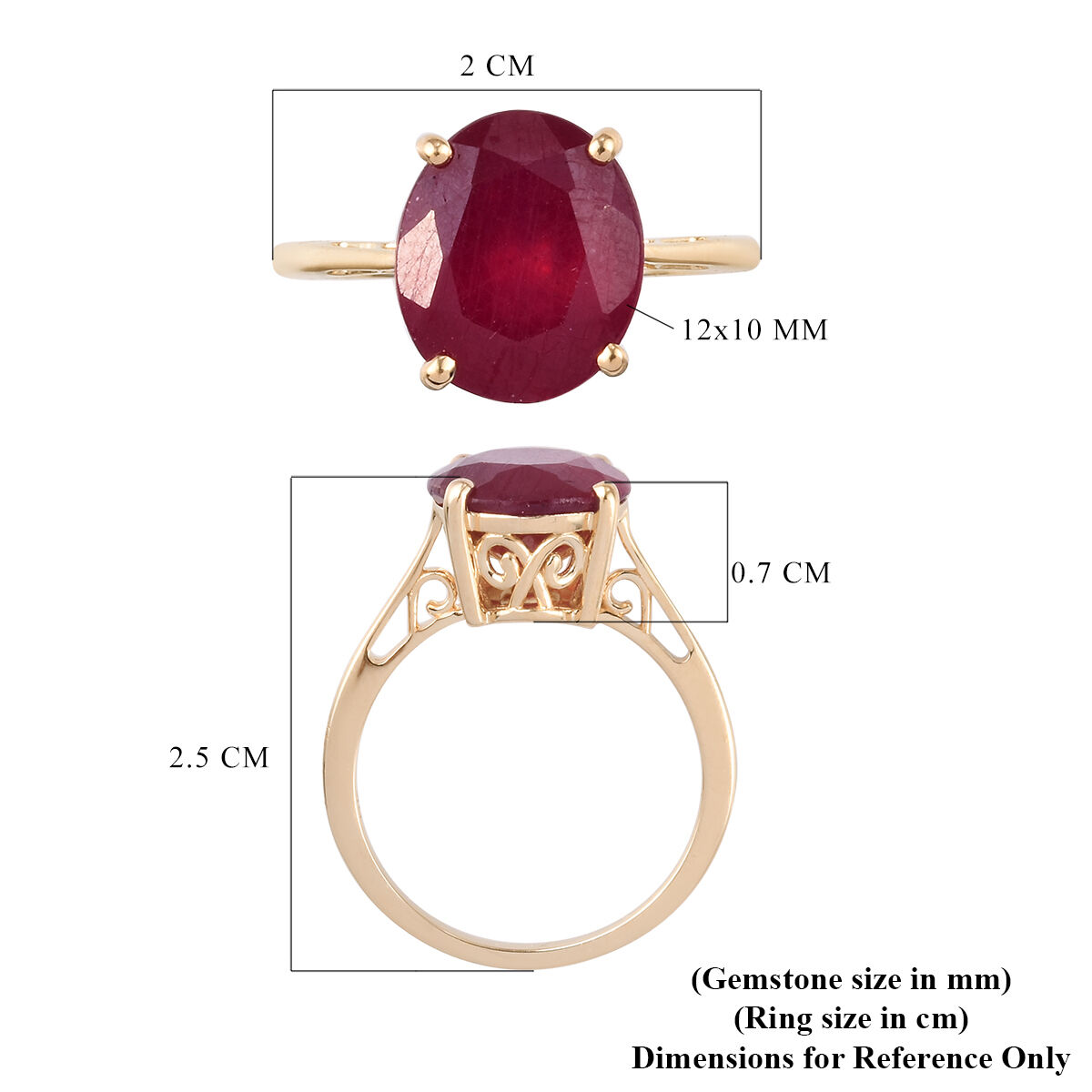 9K Yellow Gold AA African Ruby Ring  7.290 Ct,