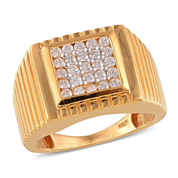 Lustro Stella - 14K Gold Overlay Sterling Silver (Rnd) Ring Made with Finest CZ 0.550 Ct.