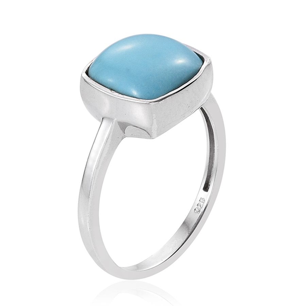 Arizona Sleeping Beauty Turquoise (Cush) Solitaire Ring in Platinum Overlay Sterling Silver 4.000 Ct.