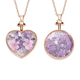 Set of 2 -  Amethyst (5.00 Ct) and Dry Flower Pendant with Chain (Size 24) in Gold Tone