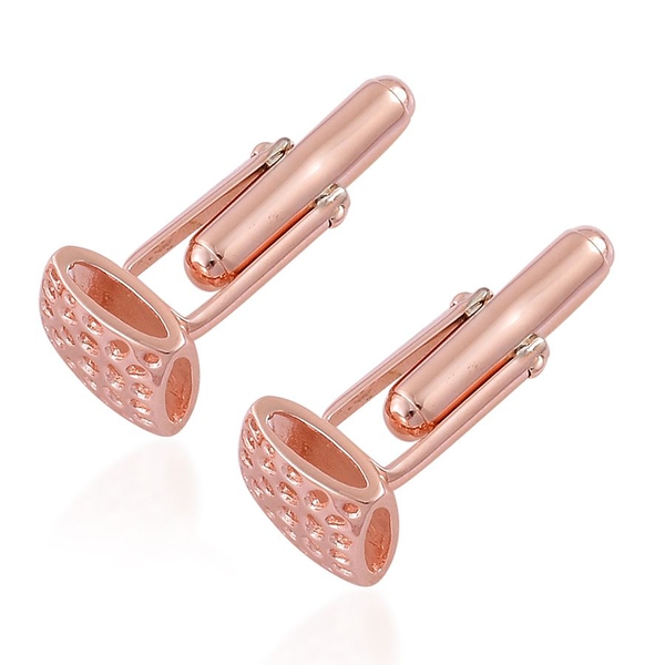 RACHEL GALLEY Rose Gold Overlay Sterling Silver Memento Diamond Square Cufflinks, Silver wt 7.86 Gms.