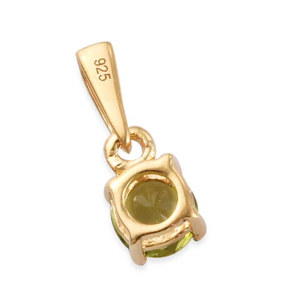 AA Hebei Peridot (Rnd) Solitaire Pendant in 14K Gold Overlay Sterling Silver 0.500 Ct