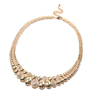 White Austrian Crystal Necklace (Size - 20 with 2 inch Extender) in Gold Tone