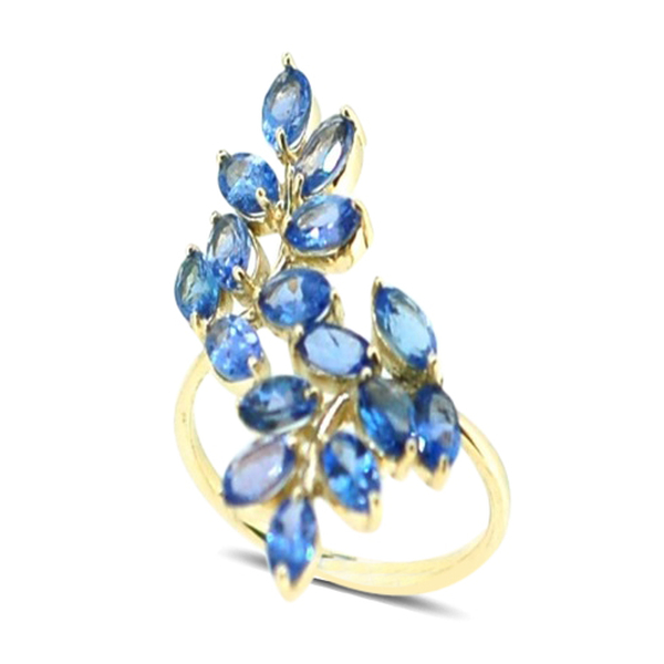 9K Y Gold Tanzanite (Ovl) Leaves Crossover Ring 3.750 Ct.