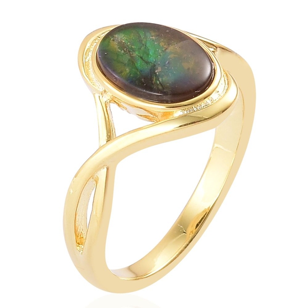 AA Canadian Ammolite (Ovl) Solitaire Ring in Yellow Gold Overlay Sterling Silver 1.500 Ct.