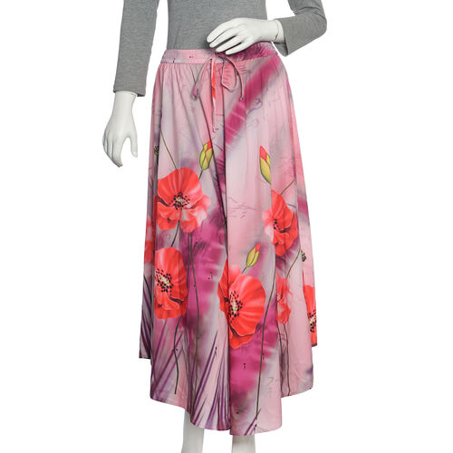 Summer Deal Pink and Multi Colour Flower Printed Flared Skirt (Size ...