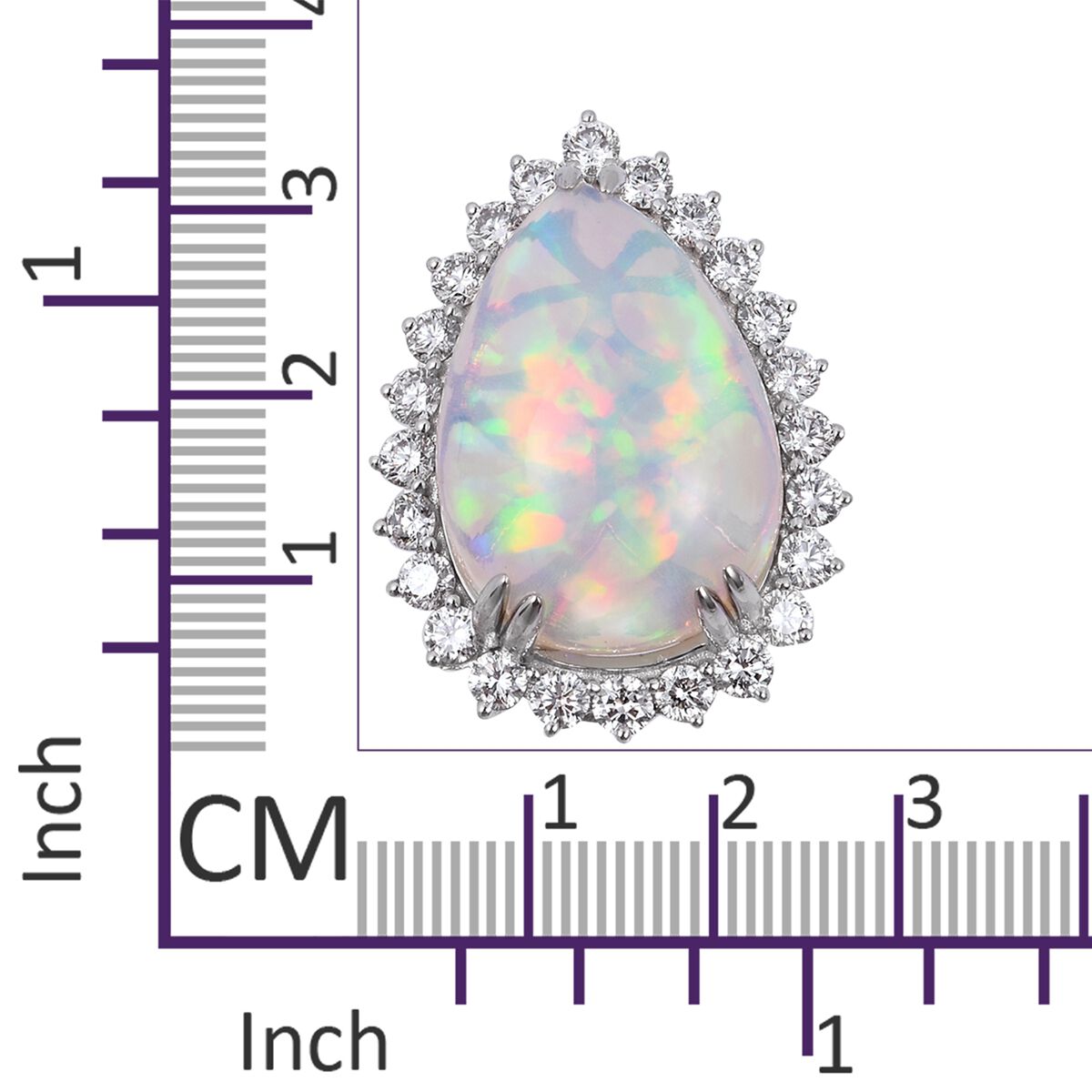 Signature Collection- RHAPSODY 950 Platinum AAAA Ethiopian Welo Opal (Pear 17.70 Ct), Diamond (VS-F 2.30 Ct) Ring 20.200 Ct.