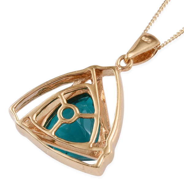 Capri Blue Quartz (Trl) Solitaire Pendant With Chain in 14K Gold Overlay Sterling Silver 6.000 Ct.