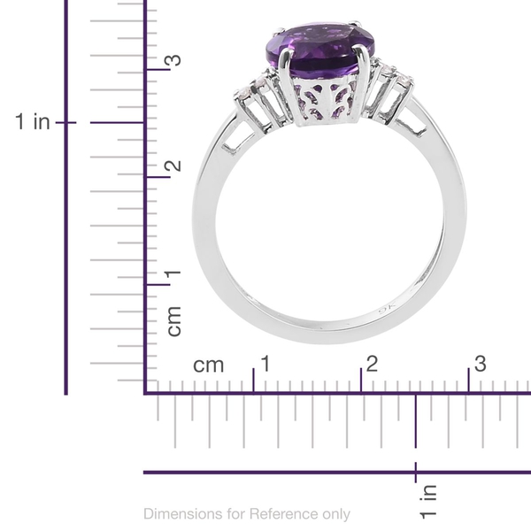 9K White Gold 1.85 Carat AA Amethyst Ring with Diamond