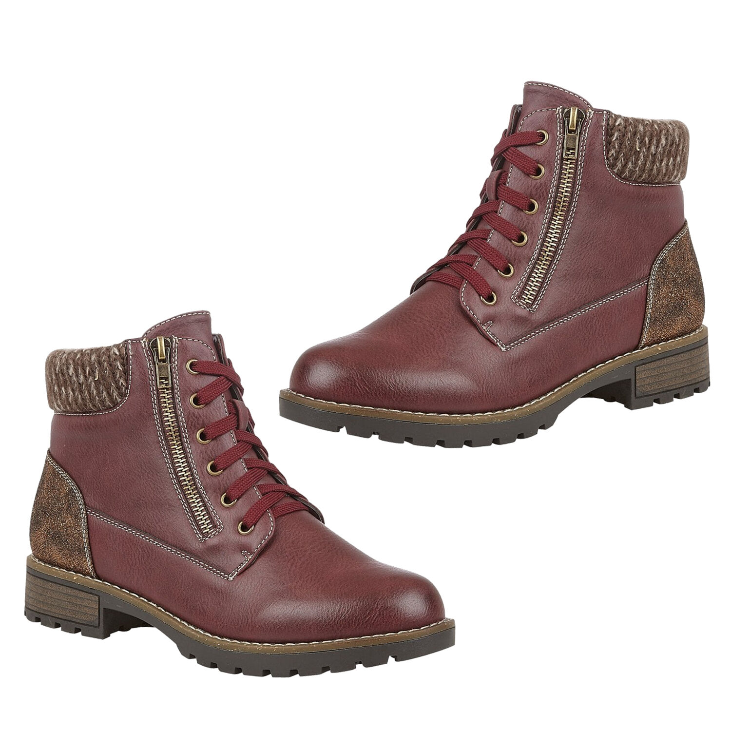 Lotus Emmeline Lace-Up Ankle Boots - Burgundy