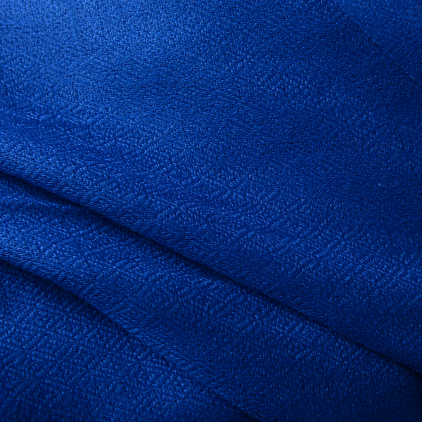 100% Cashmere Wool French Blue Colour Shawl with Fringes (Size 190x70Cm)