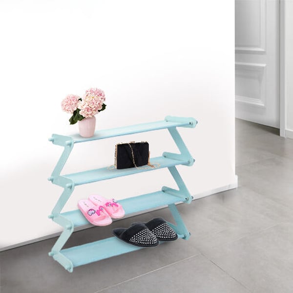 Durable and Portable Z-shaped Shoe Rack in Blue (Size 46x16x46 Cm)