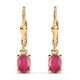 MP - African Ruby (FF) (Ovl) Lever Back Earrings in 14K Gold Overlay Sterling Silver 2.50 Ct.