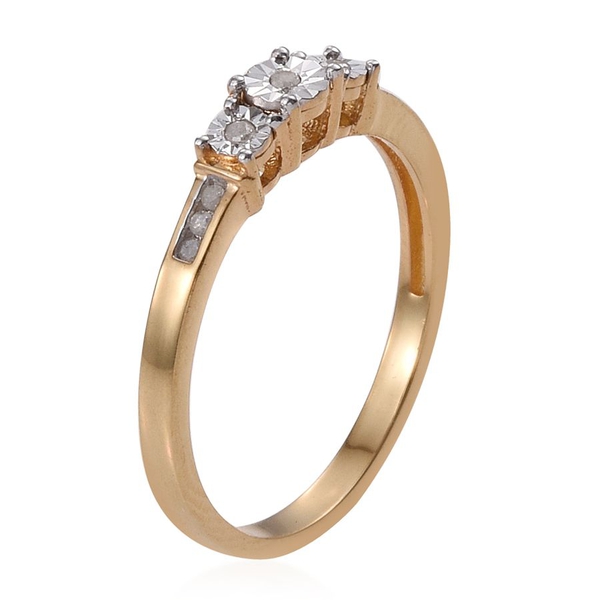 Diamond Trilogy Silver Ring in 14K Gold Overlay 0.100 Ct.