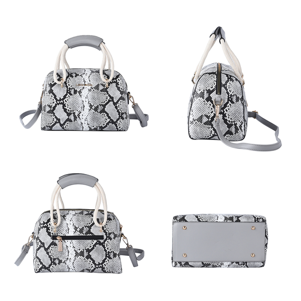 LOCK SOUL Snake Pattern Convertible Bag with Shoulder Strap (Size 26x23x15Cm) - Black and White