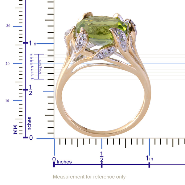 9K Y Gold AAA Hebei Peridot (Ovl 4.00 Ct), White Topaz Ring 4.250 Ct.