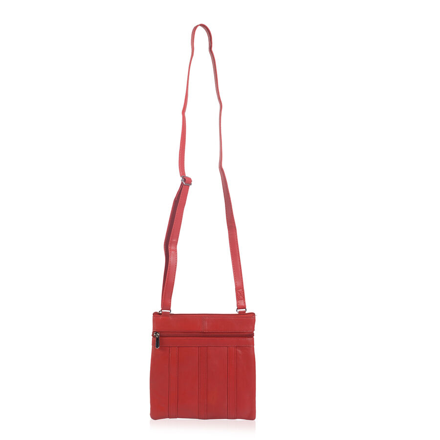 Super Soft 100% Genuine Leather Sassy Red Colour Crossbody Bag Size 21.5x20 Cm - 3236960 - TJC