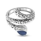 Royal Bali Collection - Peruvian Blue Opal Ring (Size T) in Sterling Silver 1.37 Ct, Silver wt 5.00 Gms