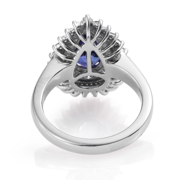 RHAPSODY 950 Platinum AAAA Tanzanite Pear 2.55 Carat, Diamond (VS E-F) Engagement Ring 3.50 Ct.