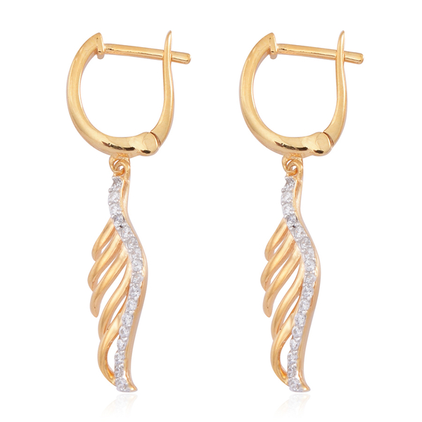 AAA Simulated White Diamond (Rnd) Earrings (with Clasp) in 14K Gold Overlay Sterling Silver