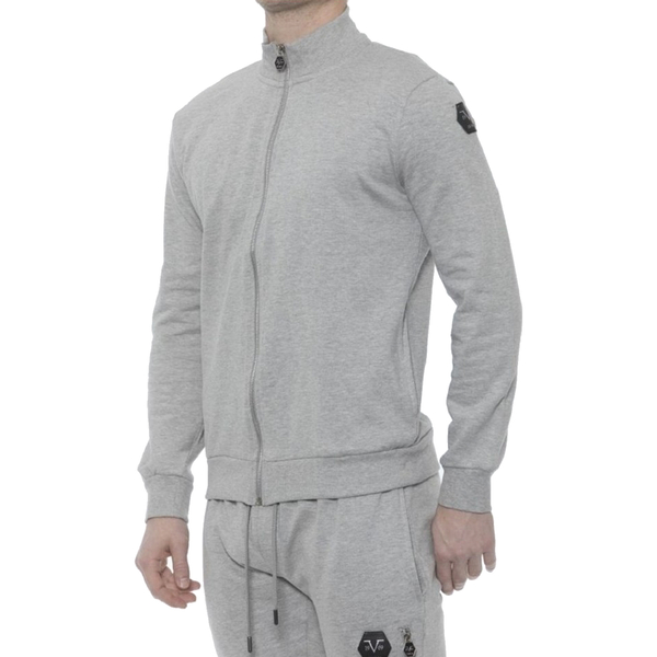19V69 ITALIA by Alessandro Versace Zip Front Sweatshirt (Size L) - Grey