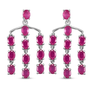 Cabo Delgado Ruby Dangling Earrings (With Push Back) in Platinum Overlay Sterling Silver 5.5 Ct.