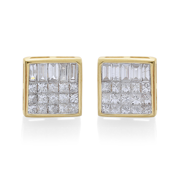ILIANA 18K Y Gold SGL Certified Diamond (Sqr) Earrings (with Screw Back) 1.000 Ct.