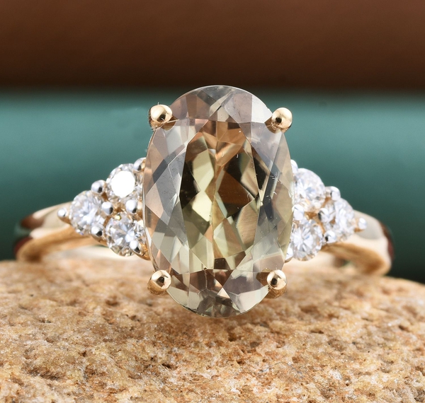 ILIANA 18K Y Gold Natural Turkizite (Ovl 3.65 Ct), Diamond Ring 4.000 Ct.