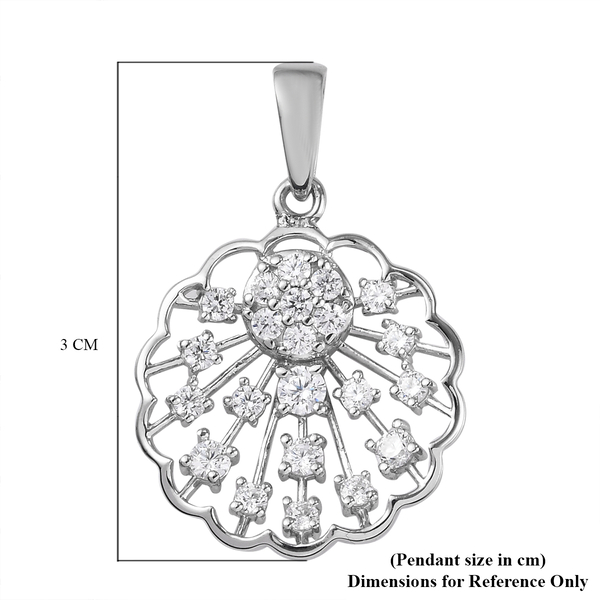 Simulated Diamond Floral Pendant in Sterling Silver