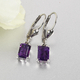 Amethyst Lever Back Earrings in 14k Gold Overlay Sterling Silver 1.90 Ct.