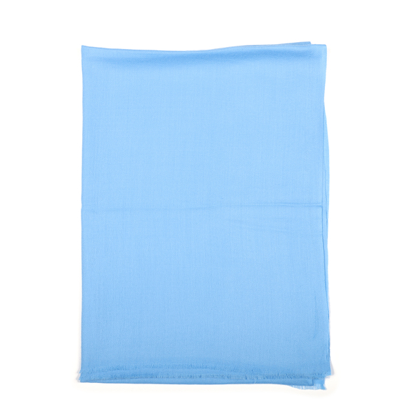 100% Cashmere Wool Light Blue Colour Scarf (Size 190x70 Cm)