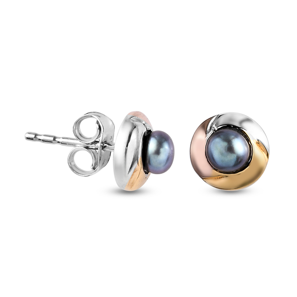 Freshwater Peacock Pearl Stud Earrings (with Push Back) in Sterling Silver
