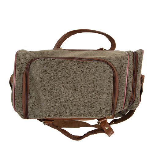 Classic Pebbled Leather Look Travellers Duffle Bag With Adjustable and Removable Strap Size ...