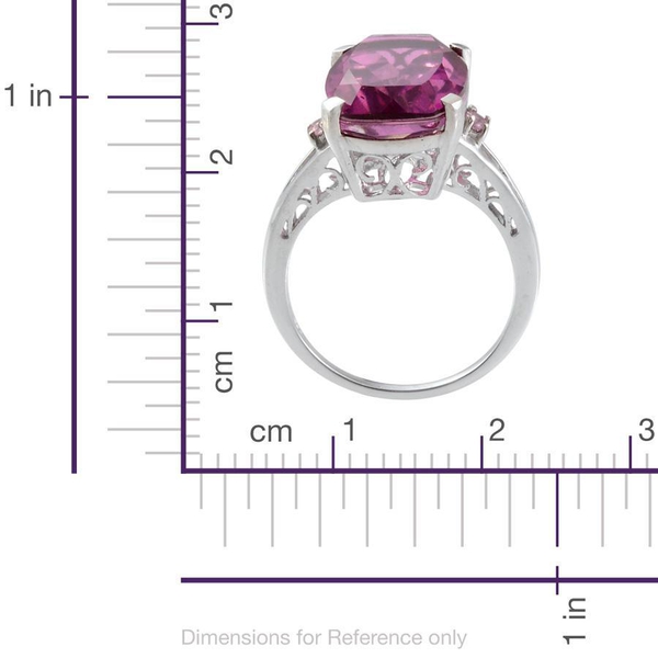 Radiant Orchid Quartz (Cush 9.00 Ct), Pink Sapphire Ring in Platinum Overlay Sterling Silver 9.100 Ct.