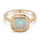 Asscher Cut Ethiopian Welo Opal and Diamond Halo Ring in 14K Gold Overlay Sterling Silver 1.15 Ct.