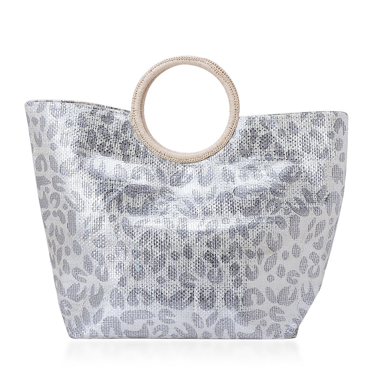 Metallic Leopard Print Beach Bag (Size 50x36x17 Cm)