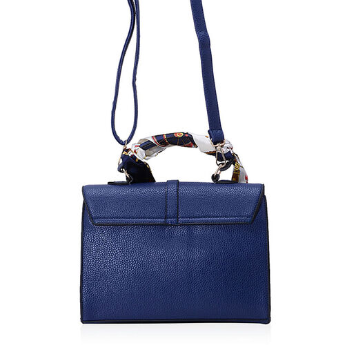 Navy Blue Colour Tote Bag with Scarf and Adjustable and Removable Shoulder Strap (Size 19x28x8.5 ...