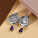 GP Amethyst and Blue Sapphire Dangling Earrings (with Push Back) in Sterling Silver 1.58 Ct, Silver 